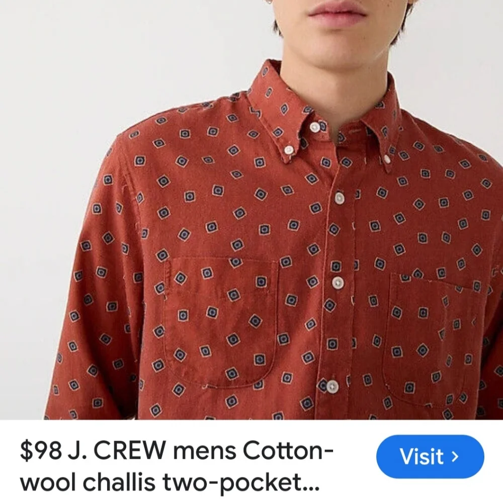 J.Crew Cotton Wool Challis two-pocket shirt  1 ea. 3 colors left Men's LG SO
